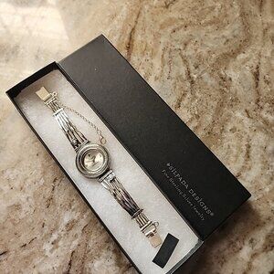 NIB RETIRED SILPADA STERLING SILVER HAMMERED WATCH T1315, "Pearl Flower."